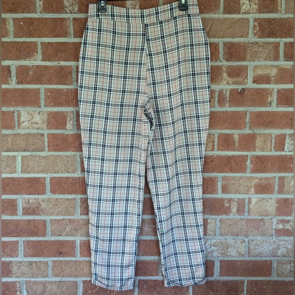 Nasty Gal Sz 8 NWT Check Tapered High Waisted Pants - Picture 8 of 12